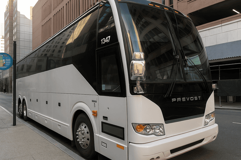 a Charter Bus Rental Porterville coach bus