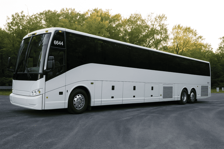 exterior of Charter Bus Rental Porterville coach bus